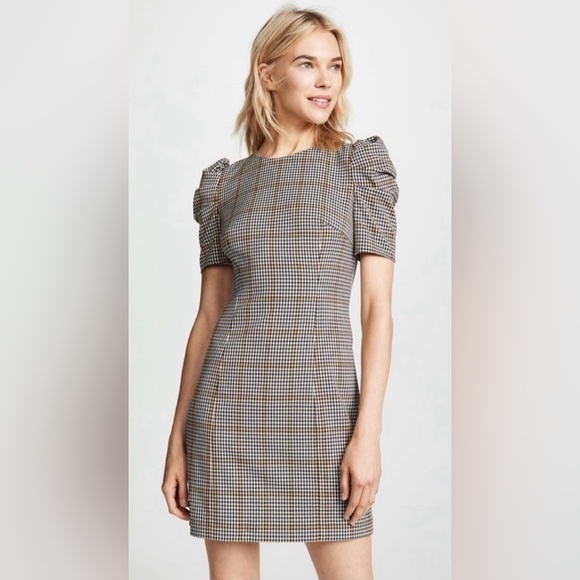 NEW Amanda Uprichard Westwick Checkered Puff Sleeve Plaid Mini Dress Large - Picture 9 of 17
